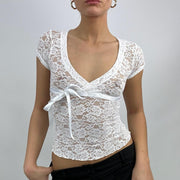 #442 vente d’échantillons | taille: S · couleur: blanc · matière: dentelle · article: haut · détails: belle