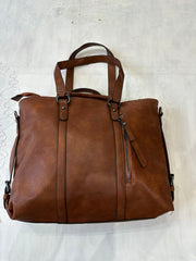 winter edit | brown faux leather shoulder bag with zip details