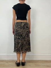 💻BEST PICKS | medium black midi skirt with brown floral print