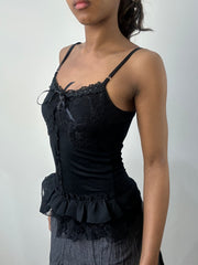 romantic grunge edit | small/ medium black lace cami top