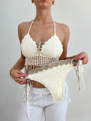 vintage edit seventeen | medium white and brown crochet set