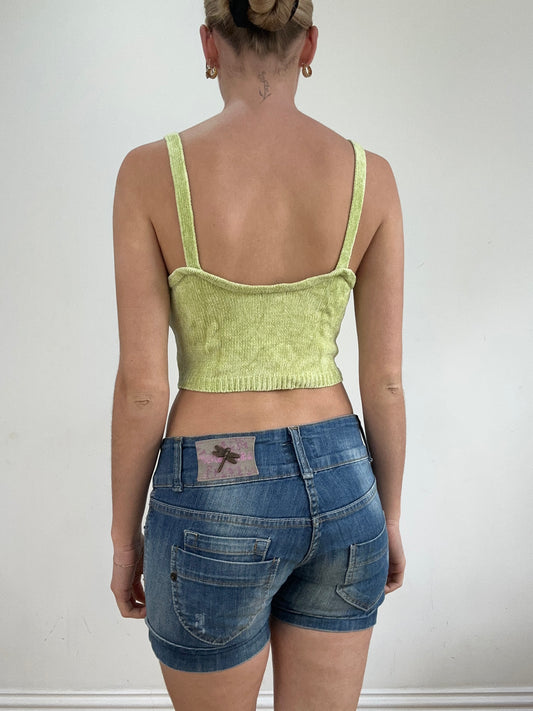 💻‼️ lime green ribbed velour crop top