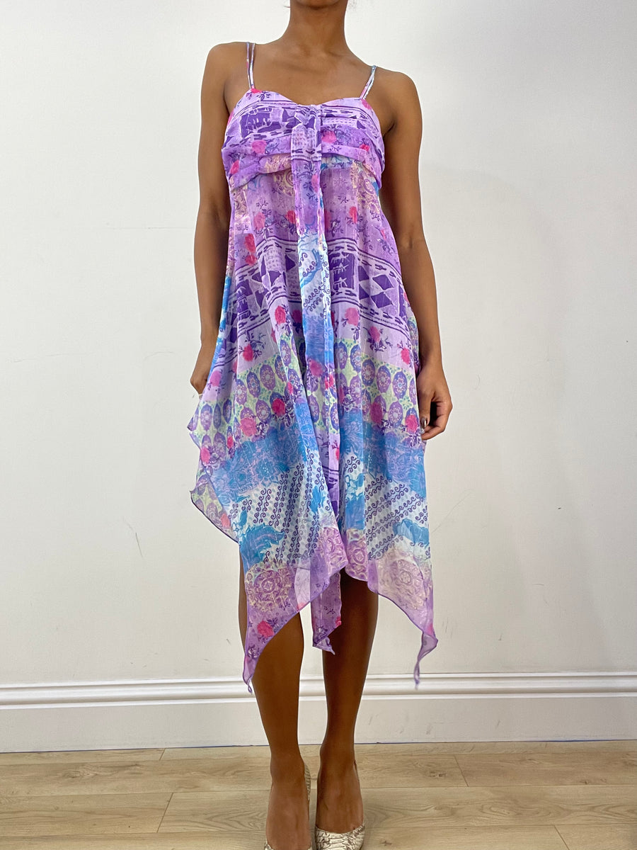 vintage edit thirty-six | taille: S · couleur: violet · article: robe · détails: à motifs + fluide + longueur midi