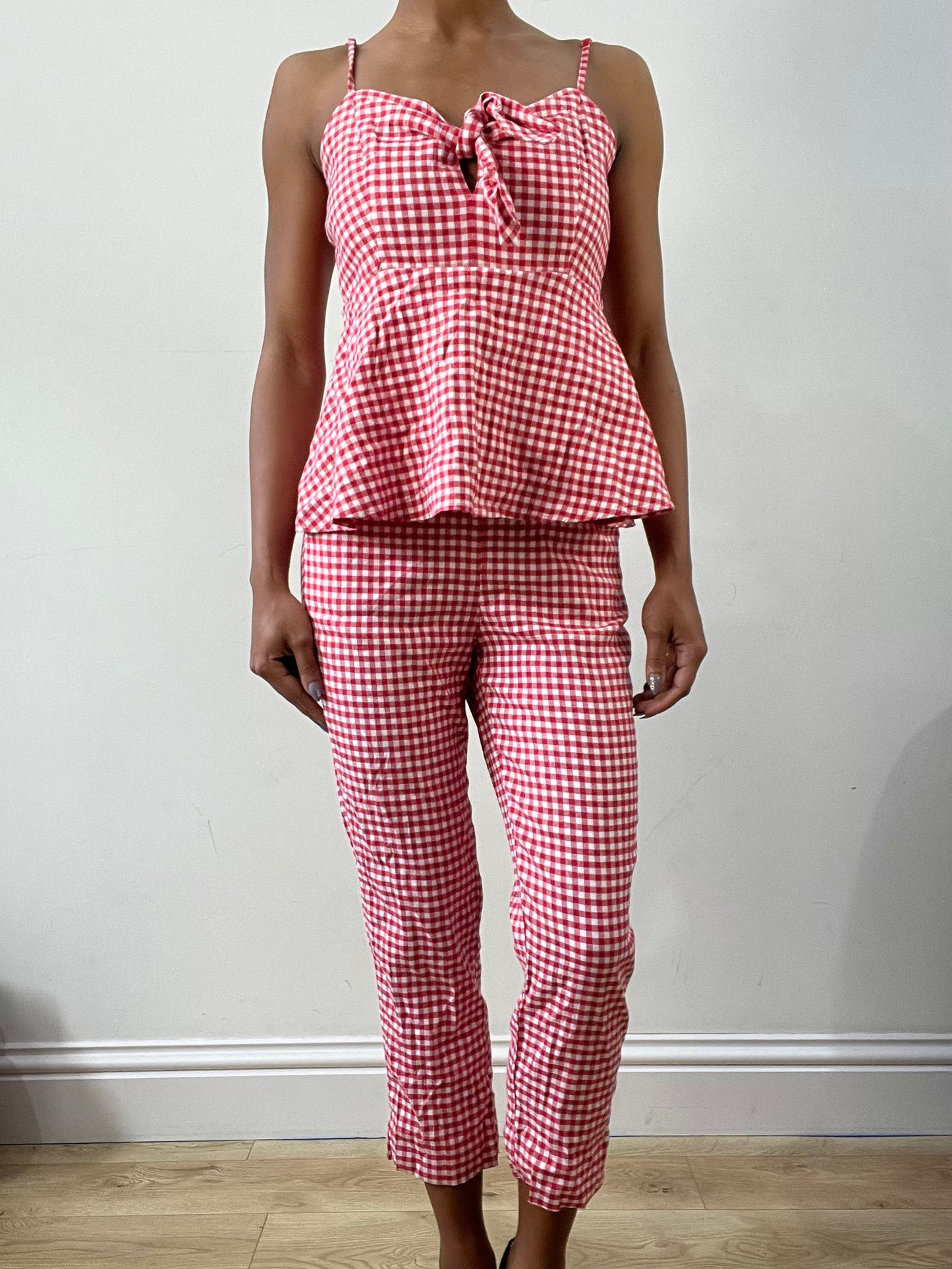 spring edit | small/medium red gingham jumpsuit
