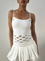 💻‼️ small white cami top with cutout detail