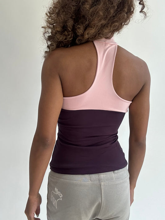 ‼️ | small purple high neck top with pink panel detail