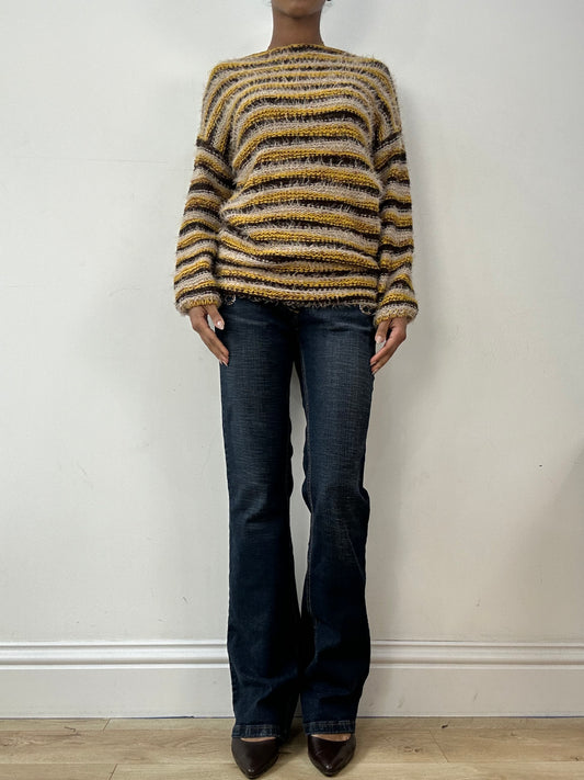 vintage edit fifteen | medium yellow and brown striped knit jumper