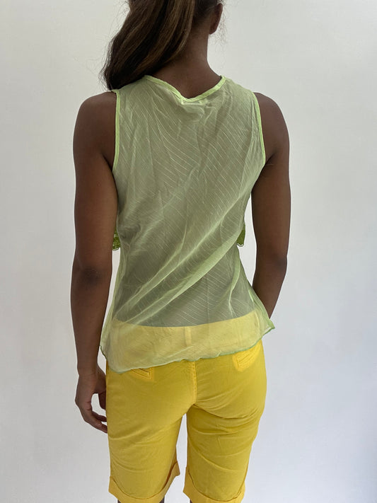 💚colourmaxxing drop | small green sheer lace cami top