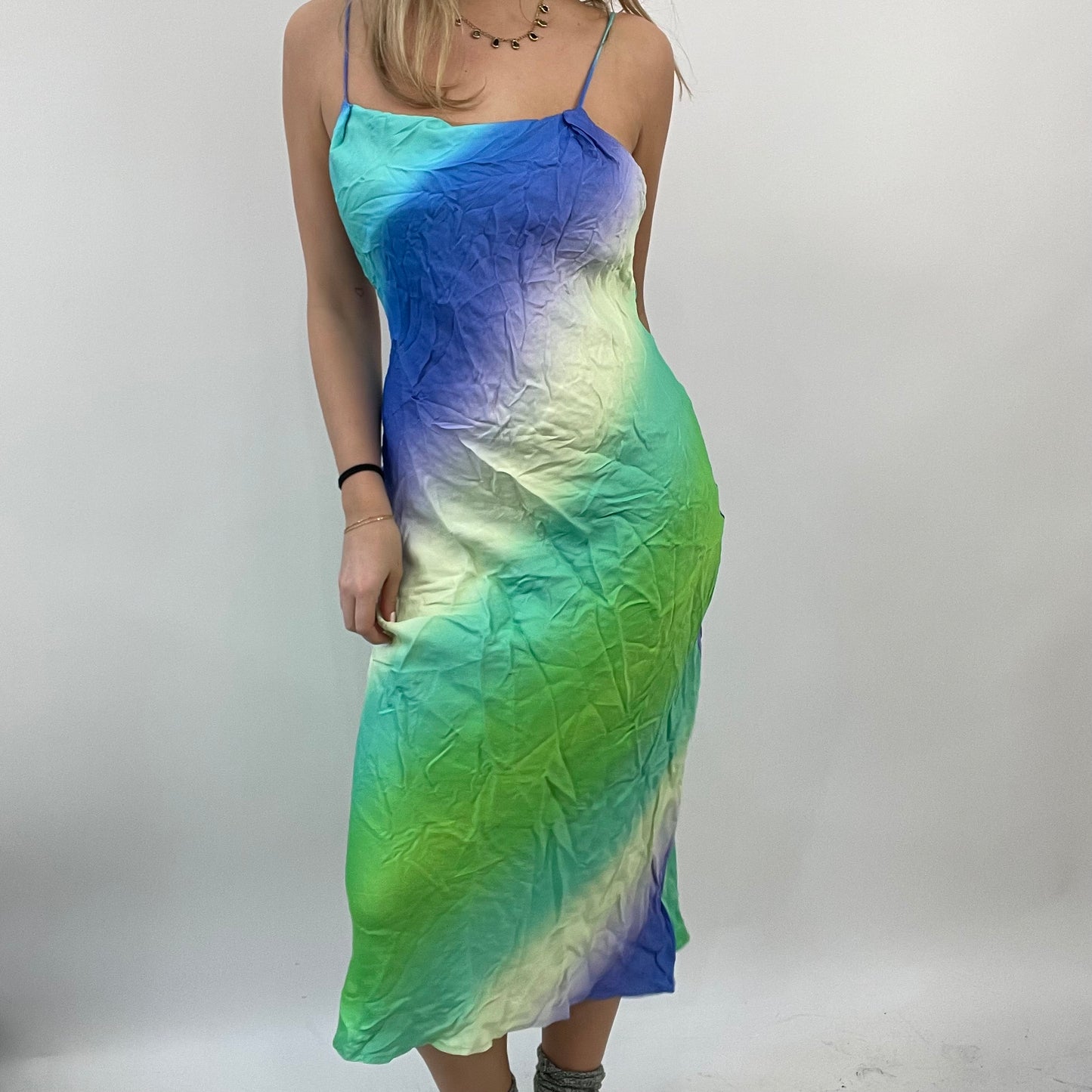 💻FUTURECORE DROP | small blue/green old label zara patterned dress