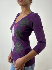 winter edit | small purple old h&m jumper with argyle print