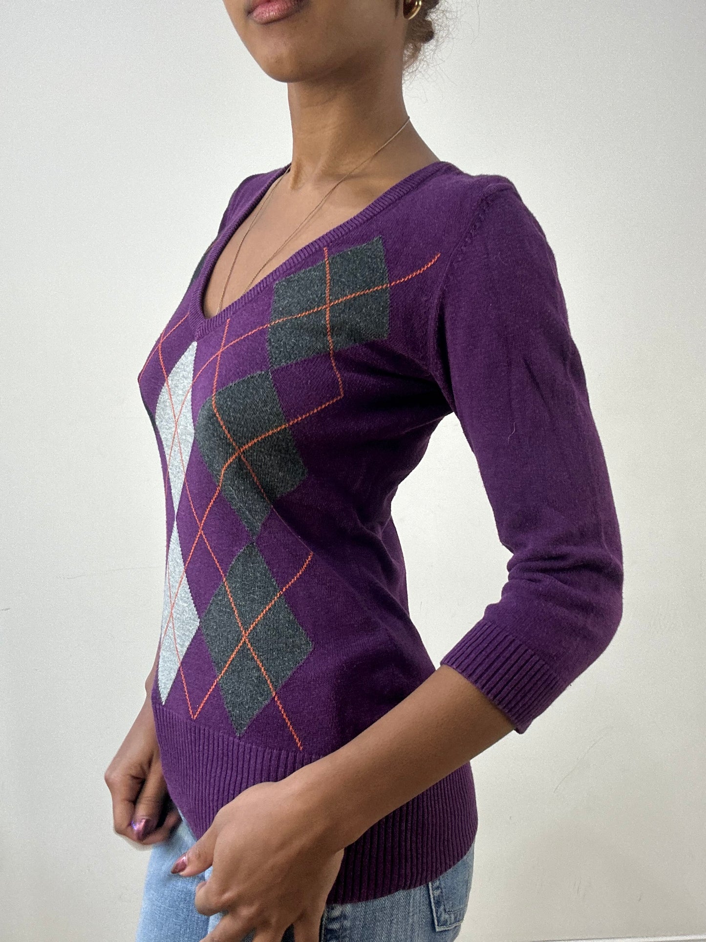 winter edit | small purple old h&m jumper with argyle print