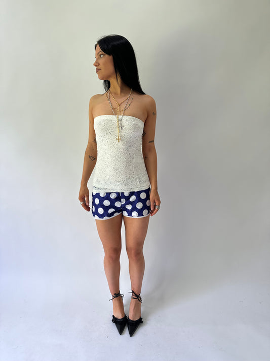 sailor drop | small blue roxy polka dot print mini shorts