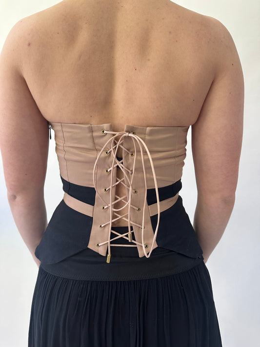 devil wears prada | small/medium beige corset bandeau top