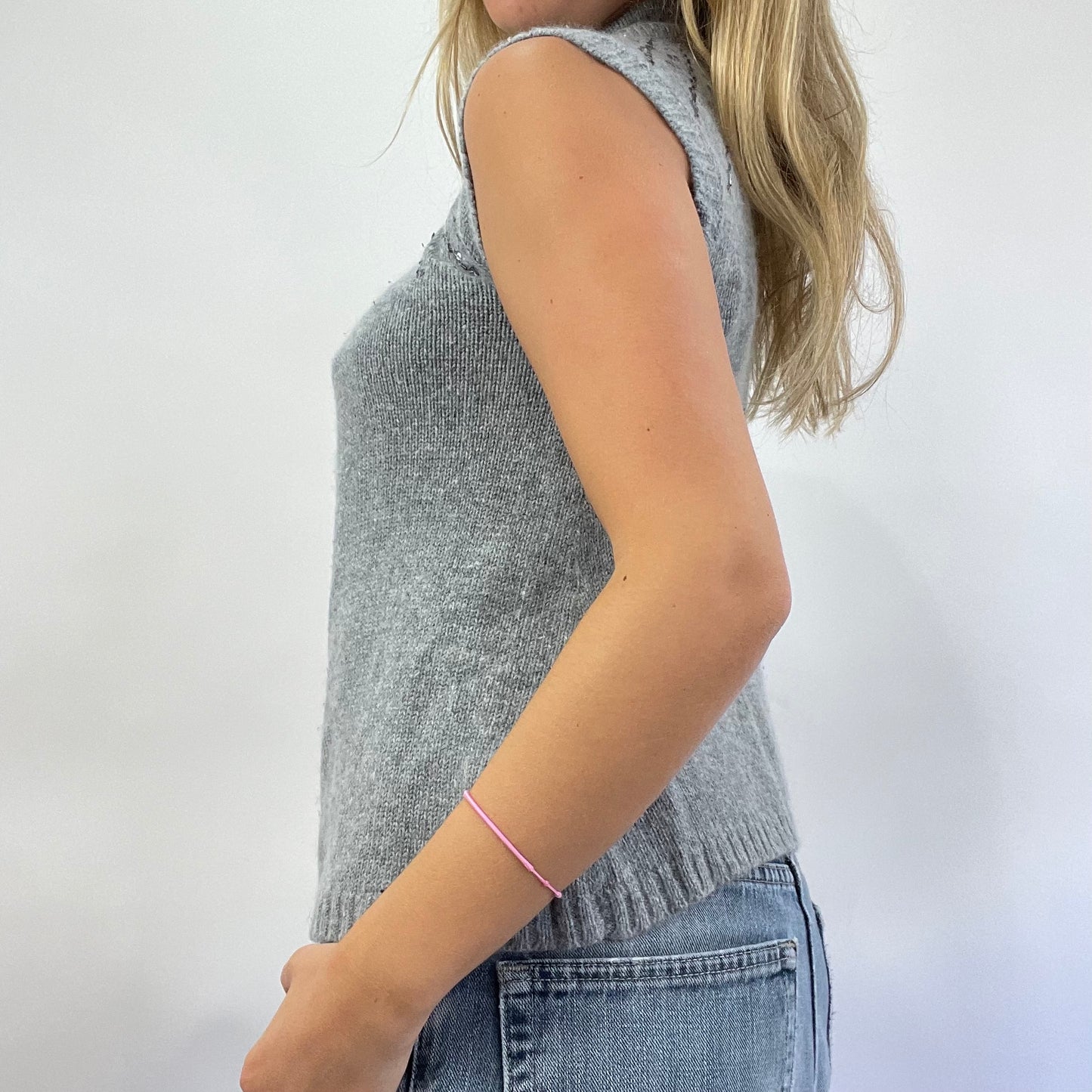 💚💻 GRUNGE COQUETTE DROP | small grey jane norman knit top with sequin detail