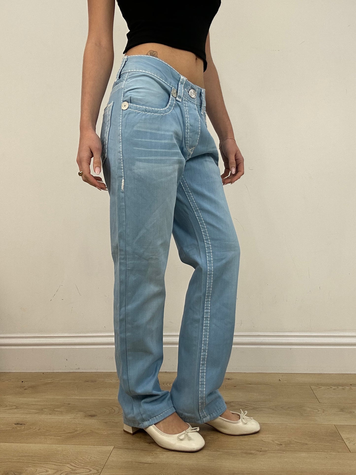 vintage edit ten | medium baby blue true religion jeans