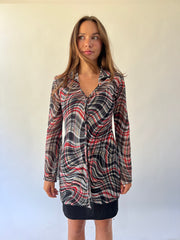 back to school drop | medium/small black and red plaid sheer dress