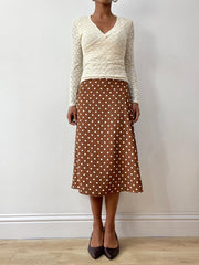 midsummer edit | Größe: XS · Farbe: Braun · Artikel: Rock · Details: High Waist + Maxi-Länge + Punkte + Muster