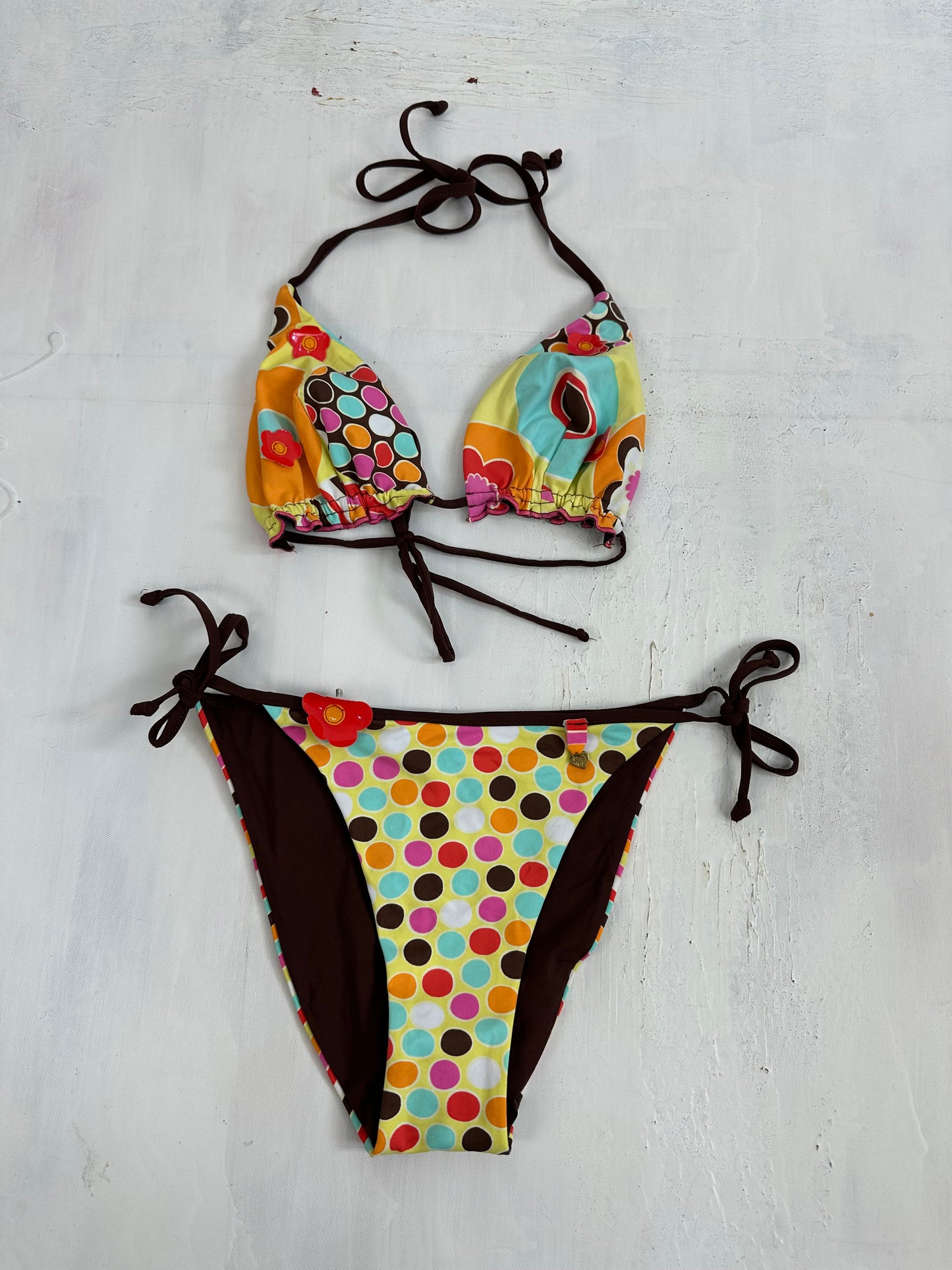 BEST PICKS | small orange polka dot floral bikini set