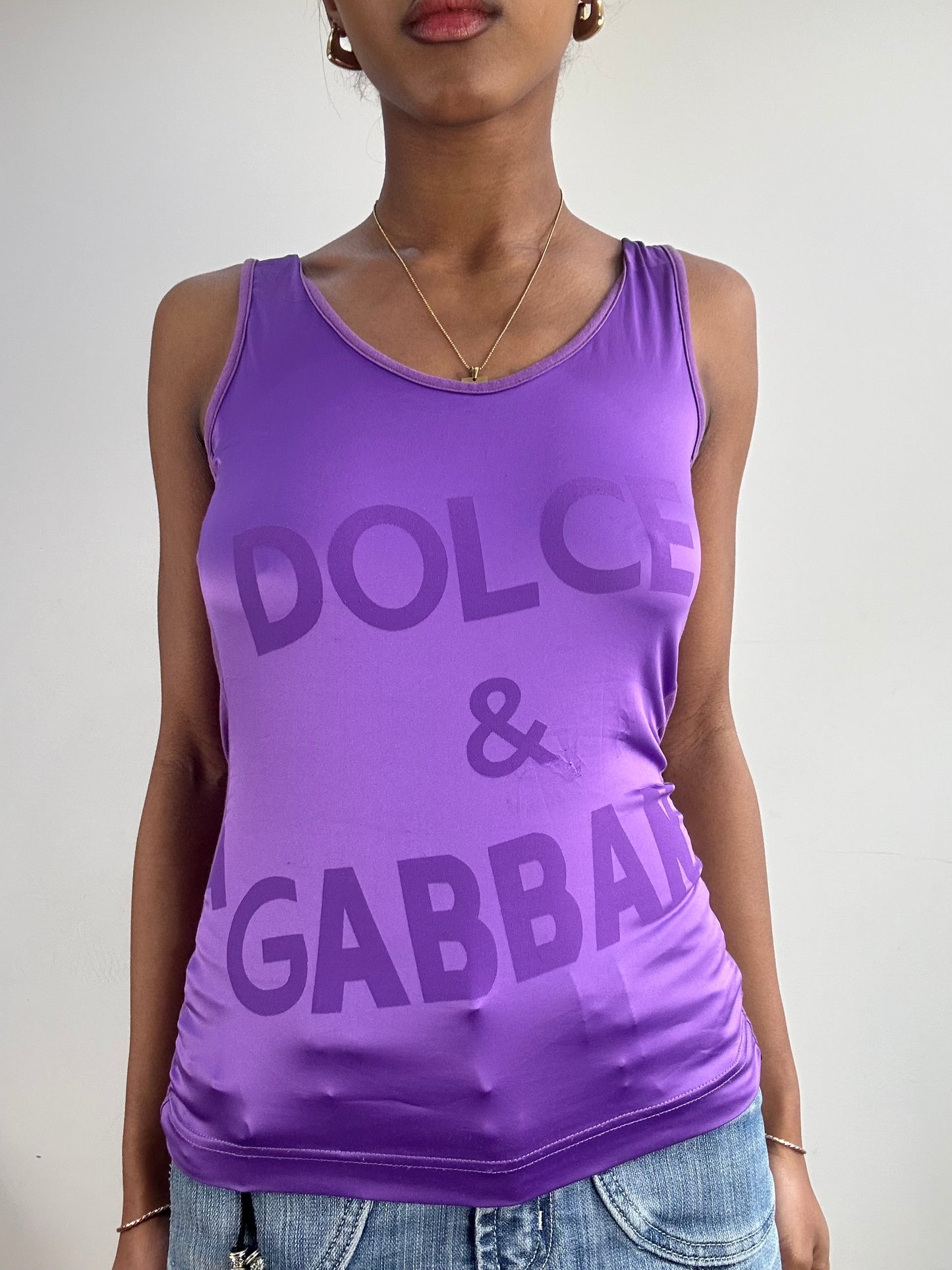 vintage edit fifteen | medium purple d&g logo tank top