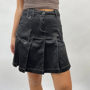 💚 CORPCORE DROP | small black silky pleated skirt