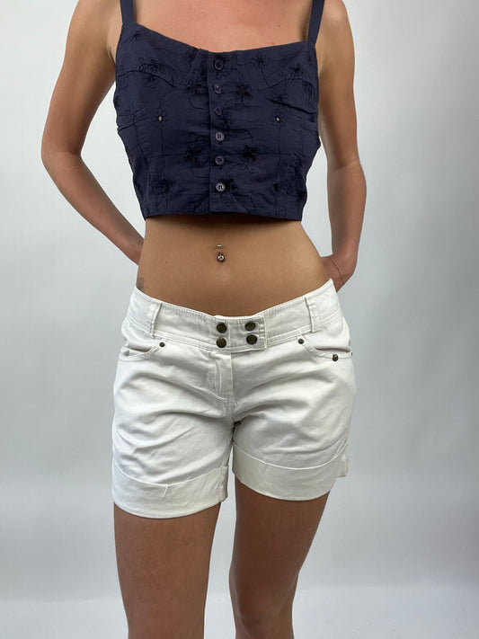 COASTAL COWGIRL DROP | medium white shorts with studded detail