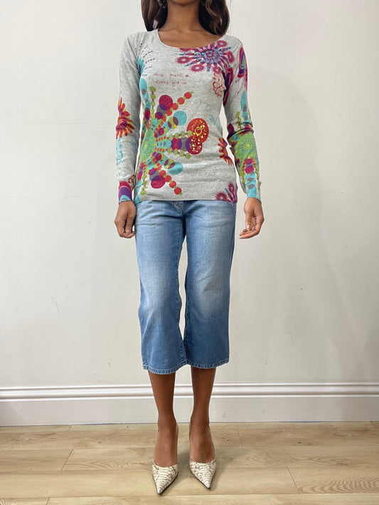 vintage edit: fashion week | small grey desigual long sleeve jumper