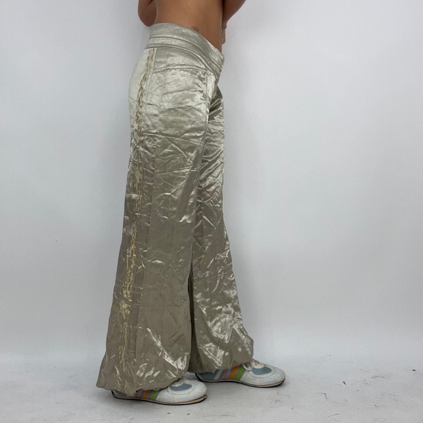💻‼️ #03 champagne satiny wide leg trousers with adjustable legs
