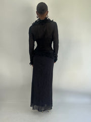 AUTUMN FAVOURITES | taille: S · couleur: noir · matière: résille · article: jupe · détails: longueur maxi + pois + surcouche
