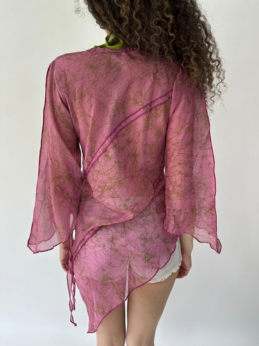 festival drop | small pink mesh overlay sequin top/dress