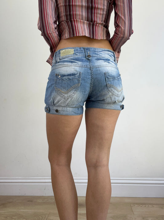 summer edit | Größe: S · Farbe: Blau · Material: Denim · Artikel: Shorts · Details: helle Waschung
