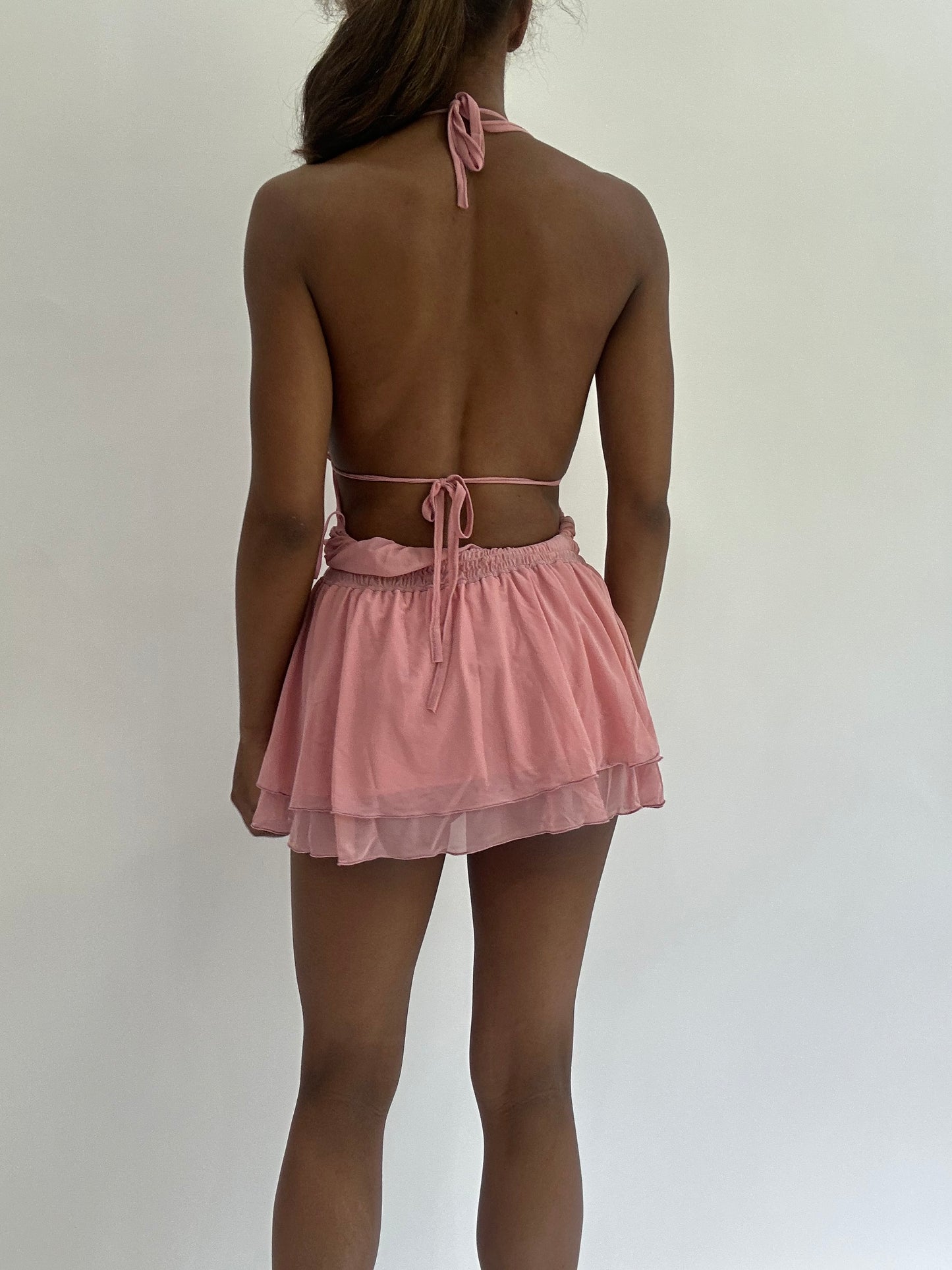 colourmaxxing drop | small pink mesh overlay mini dress