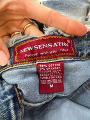 💻DENIM ON DENIM | صغير الزرقاء دينيوم اللون البني غسل ميدي ملابس