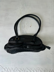 vintage edit twenty-seven | black faux crocodile print shoulder bag