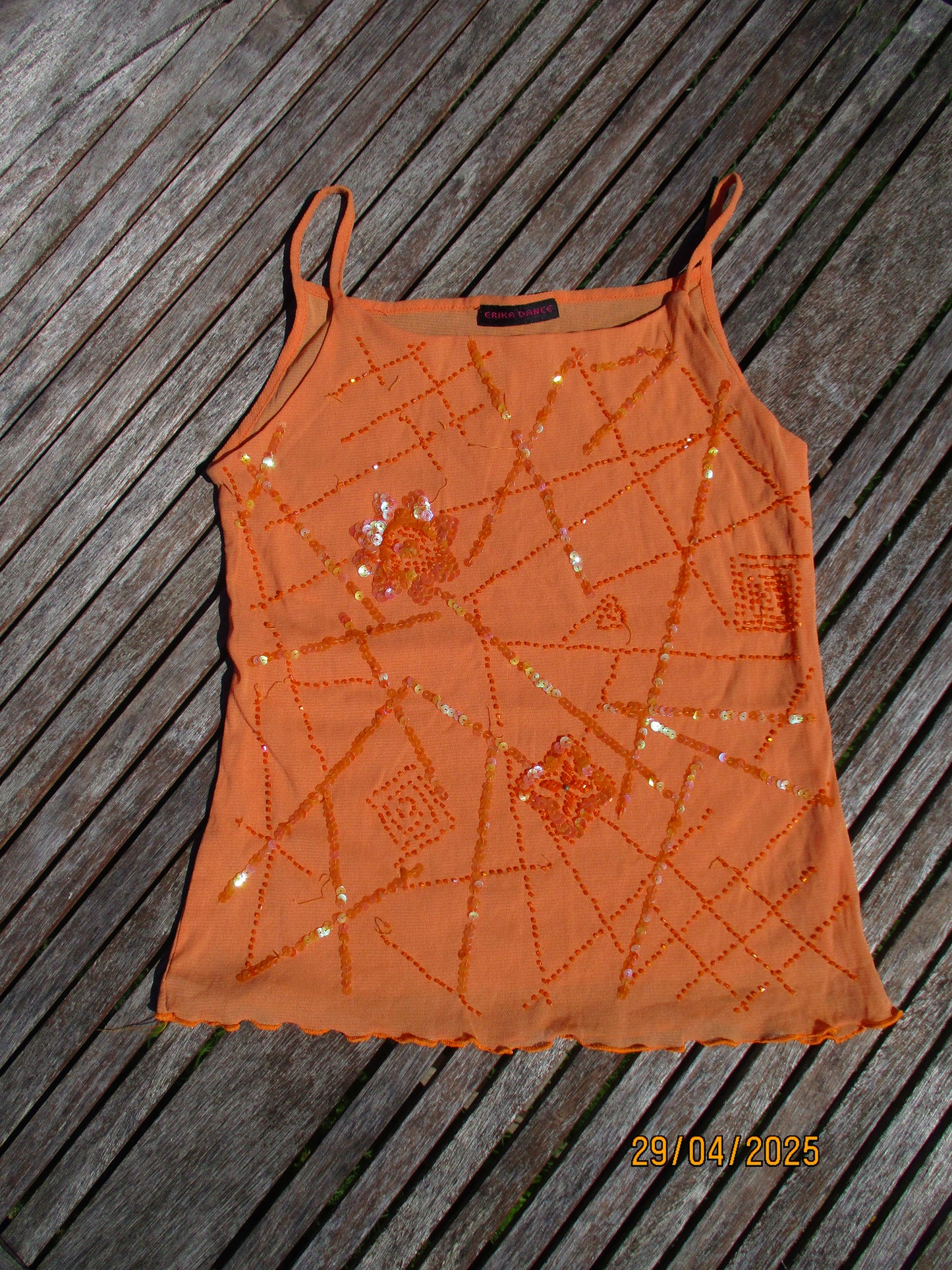 vintage edit twenty | small orange  sequin tank top