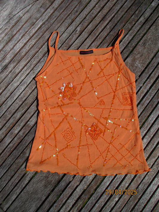 vintage edit twenty | small orange  sequin tank top