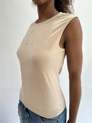 wag drop | taille: S · couleur: fauve · article: débardeur · détails: strass + liu jo