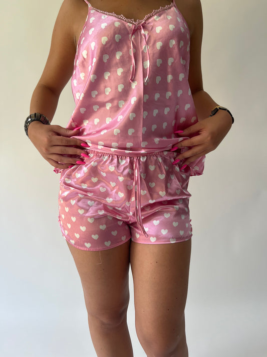 SATC drop | conjunto de pijama de corazón de amor rosa grande