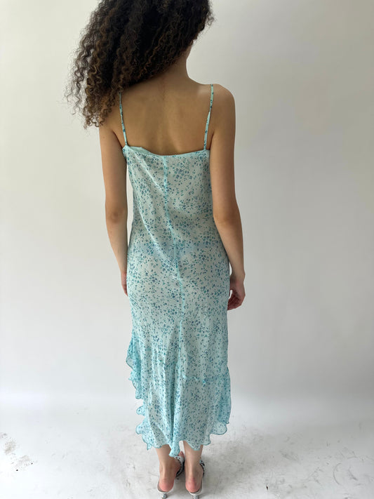 🪡festival drop | small/medium blue sheer floral midi dress
