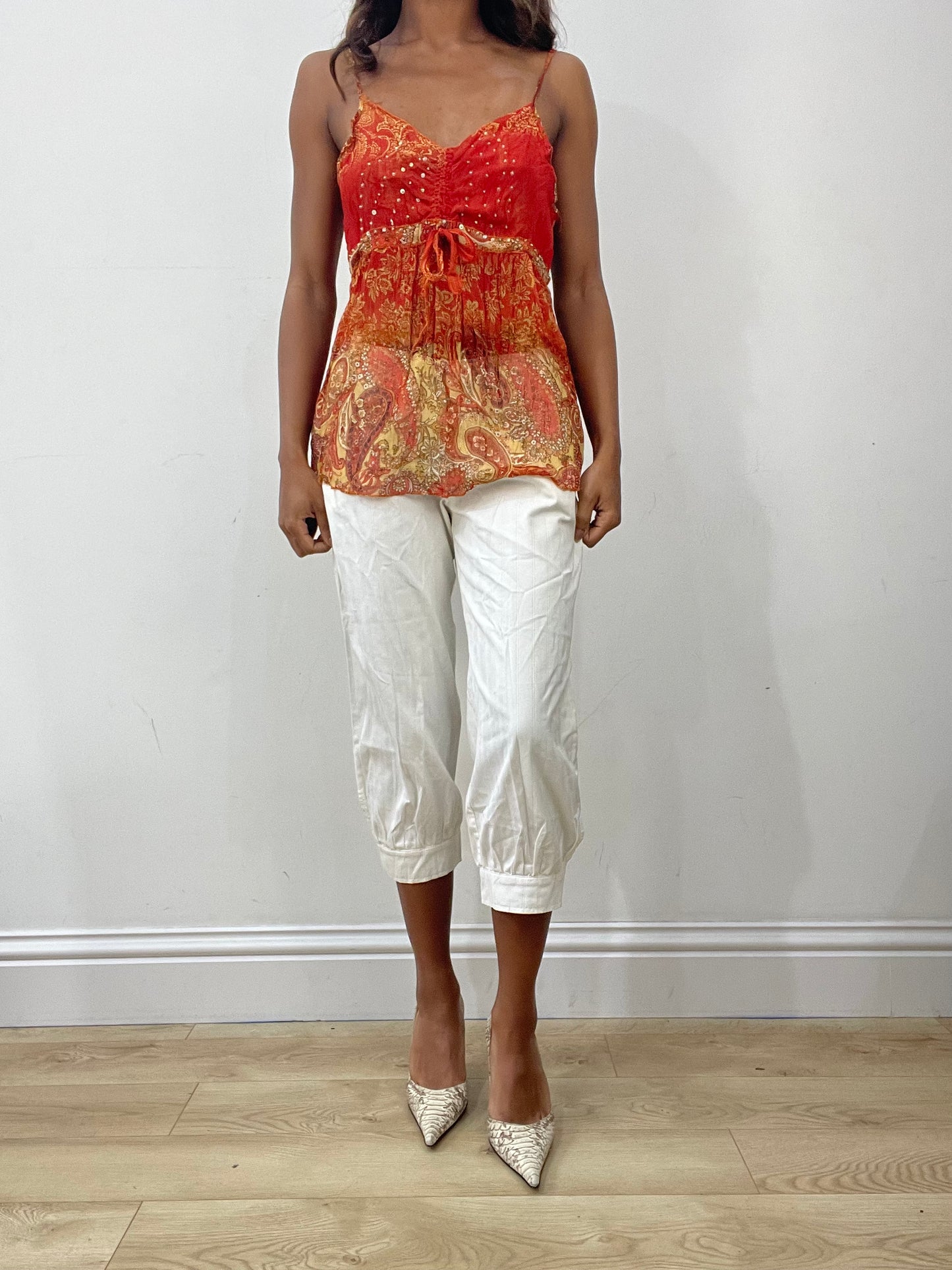 vintage edit: fashion week | small red mesh overlay cami top