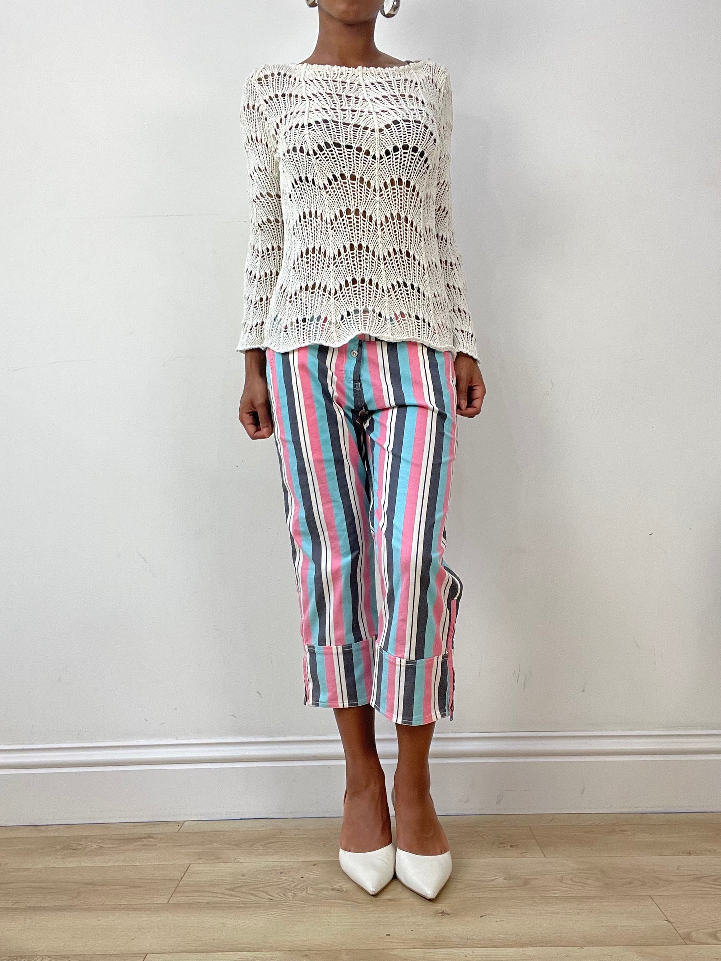 vintage edit twenty-six | large blue and pink diesel capri trousers