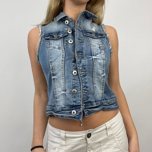 ETHEREAL GIRL DROP | small denim distressed waistcoat
