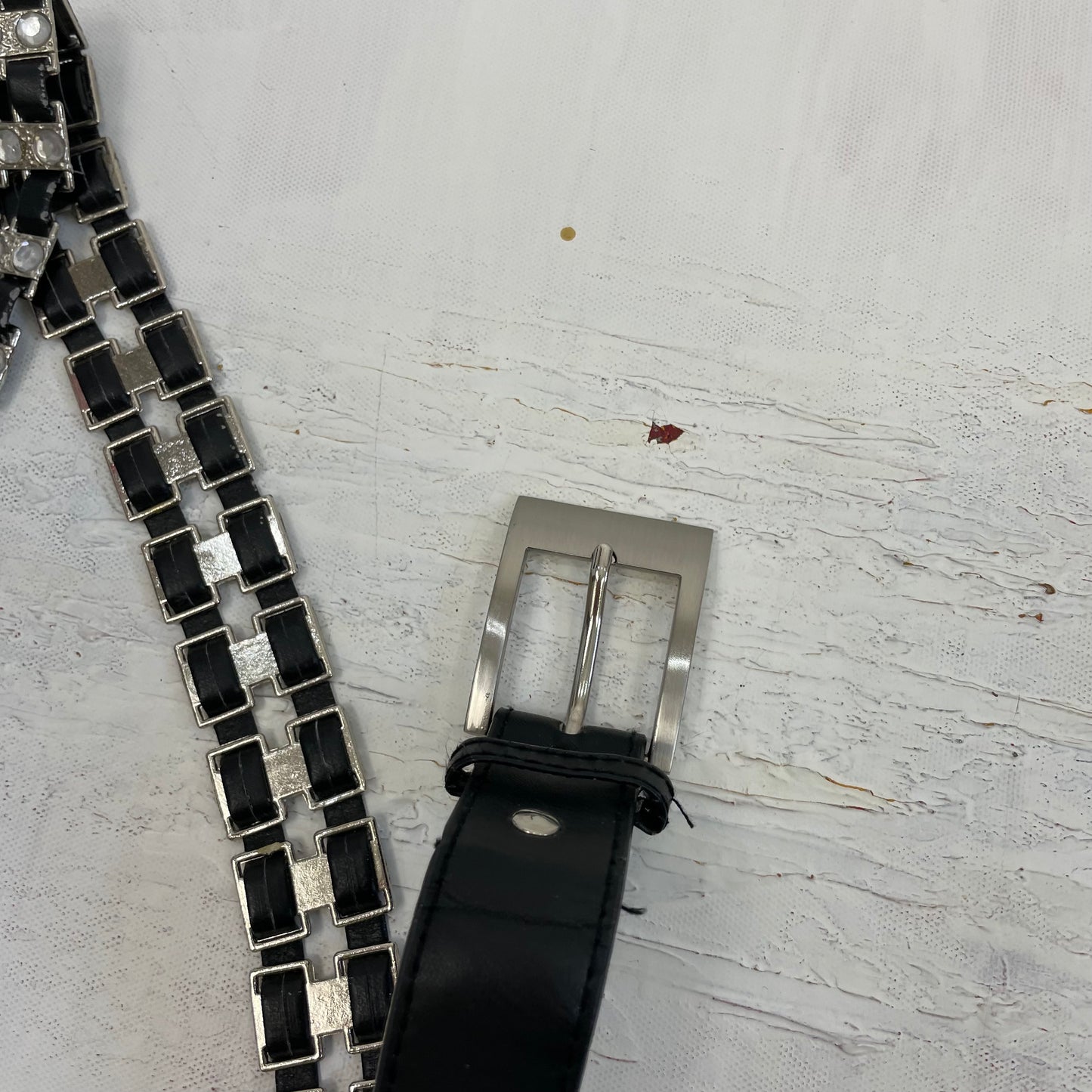 GRUNGE COQUETTE DROP | black woven belt with gems