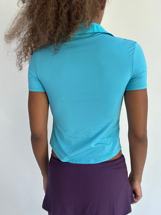 ‼️ | blue short sleeve top with collar