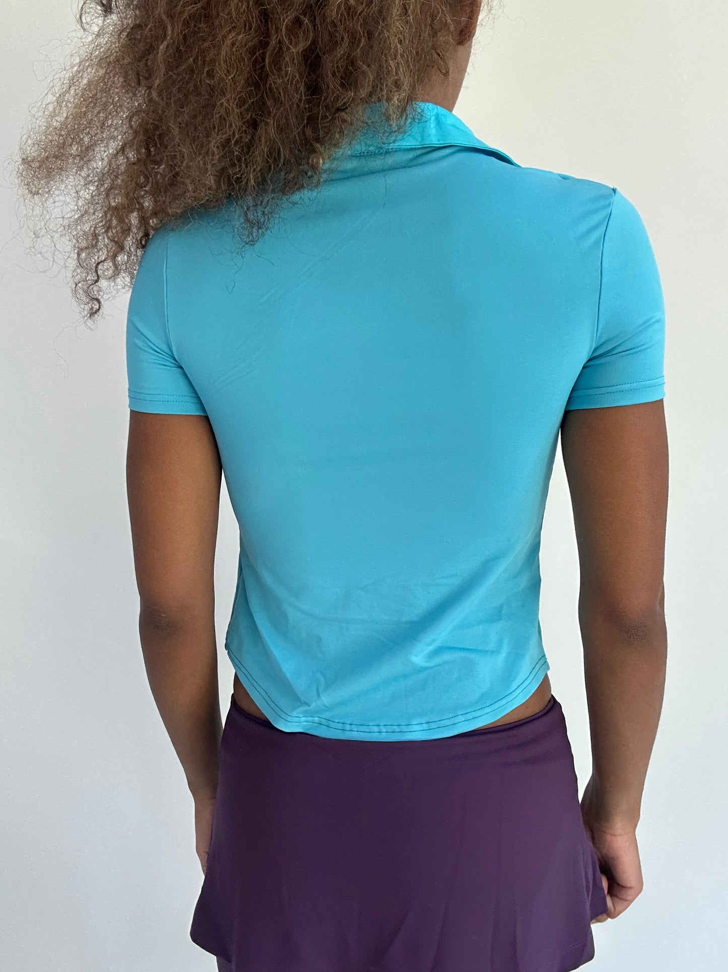 ‼️ | blue short sleeve top with collar