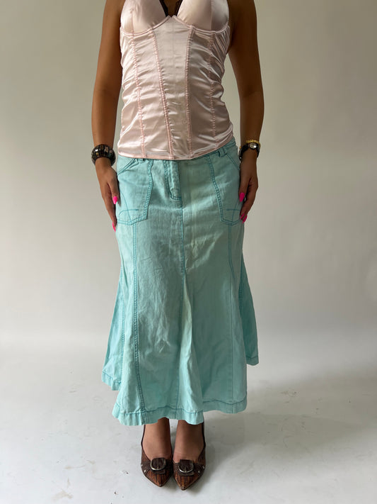 SATC drop | falda maxi azul aqua turquesa mediana