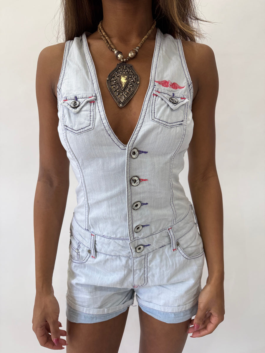 western edit | taille: S · couleur: bleu clair · matière: denim · article: combinaison · détails: boutonné