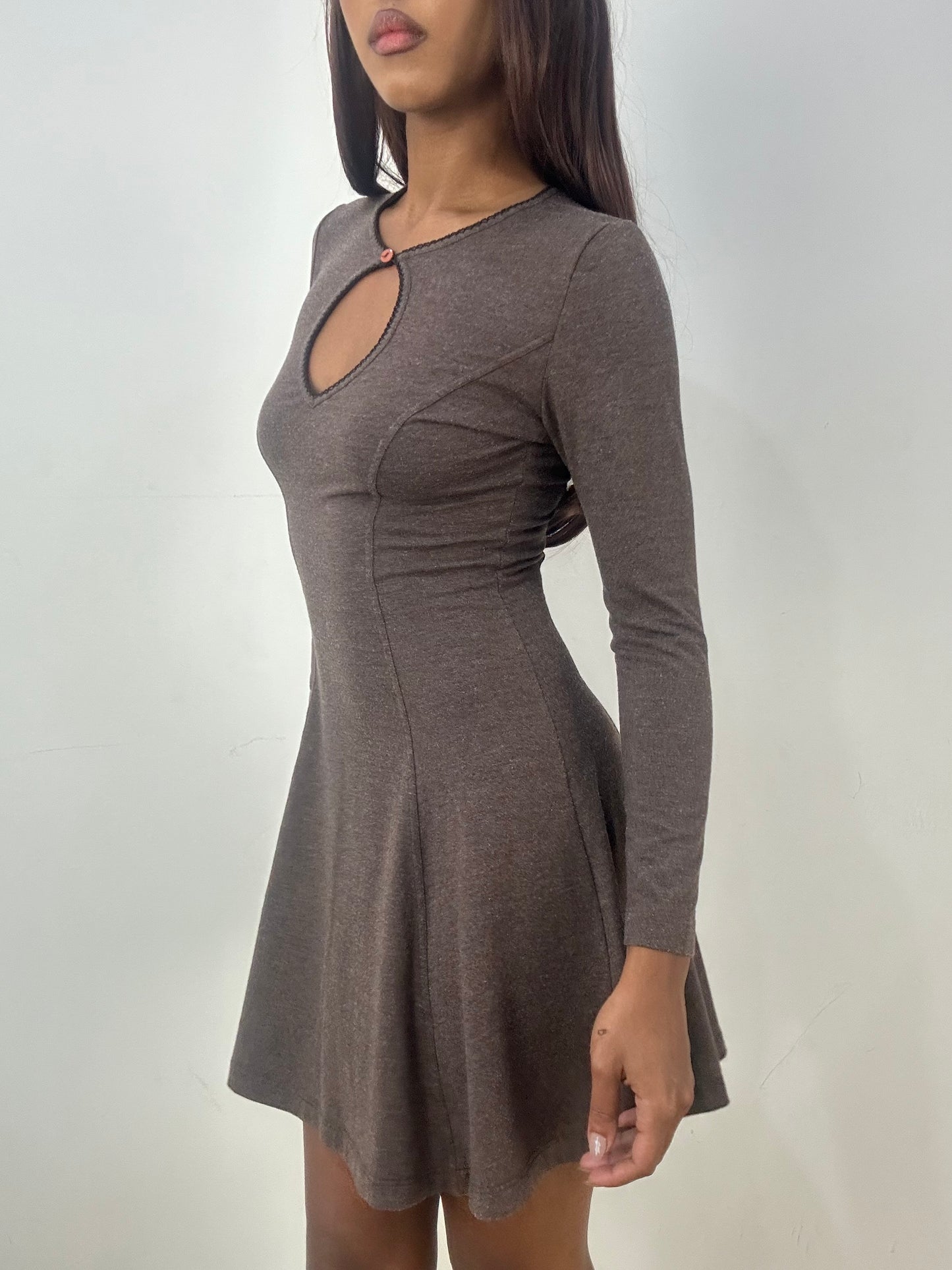 vintage edit thirty-three | extra small brown knit mini dress