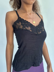 ‼️ | small black cami top with lace detail