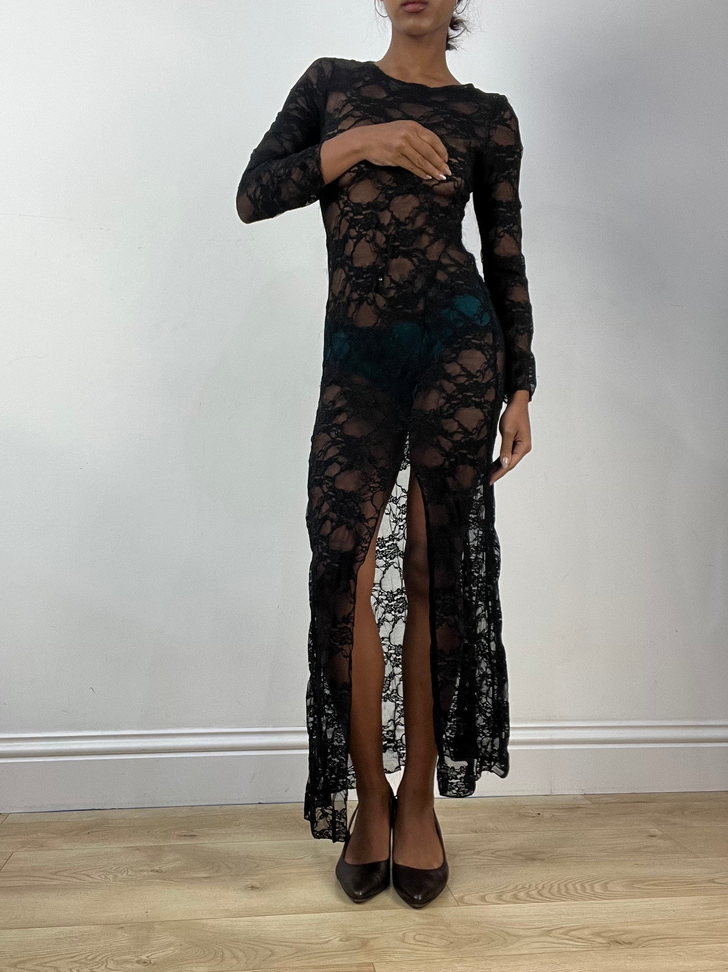 BEST PICKS | small black sheer lace maxi dress