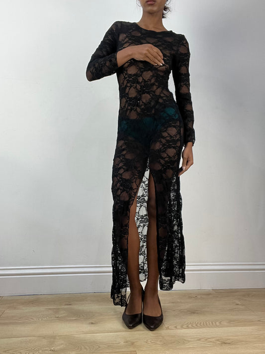 BEST PICKS | small black sheer lace maxi dress